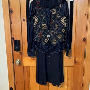 New Frontier vintage western , set 3 pieces, blouse, skirt and vest